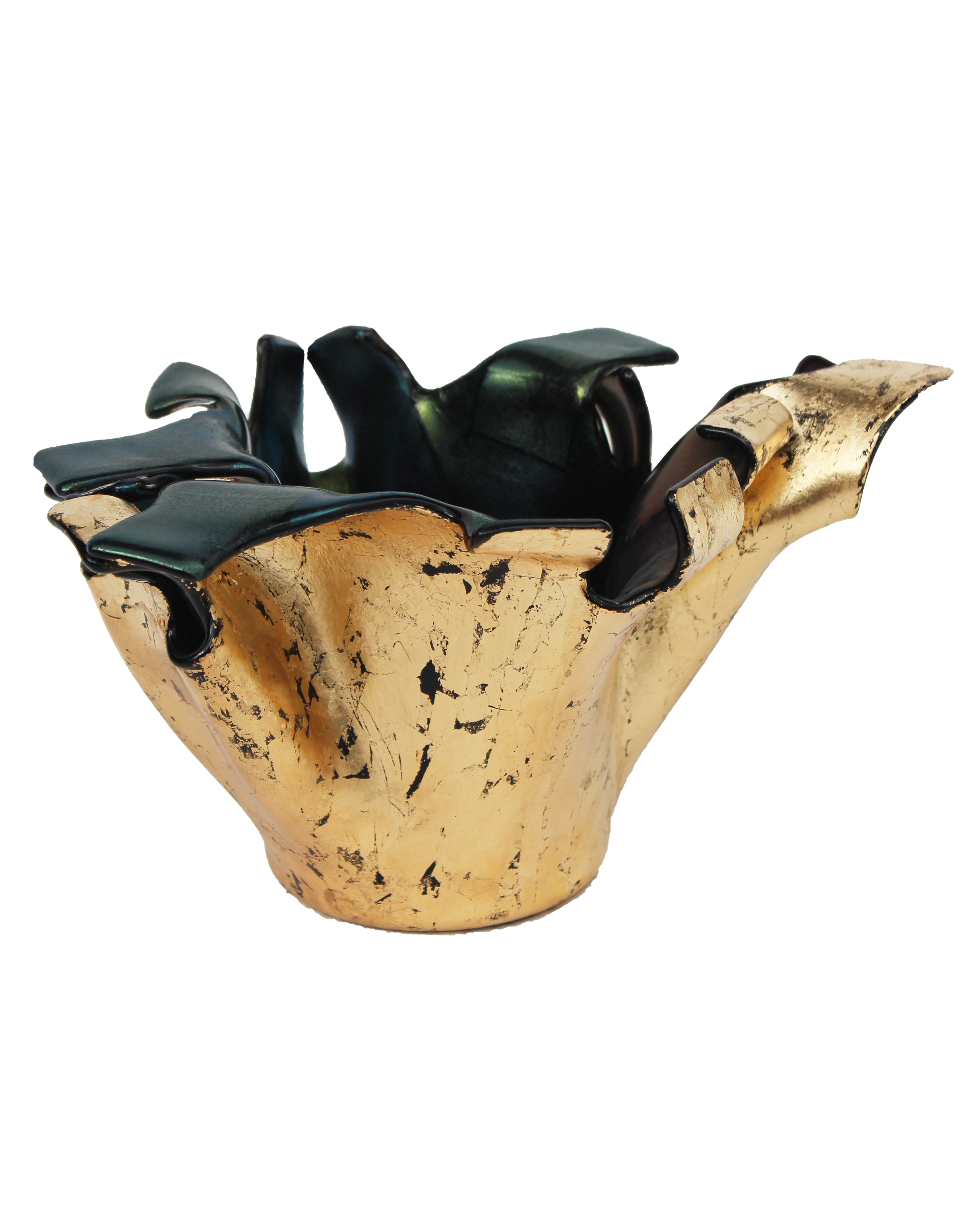 Black Irridized Granite Gilded Vase