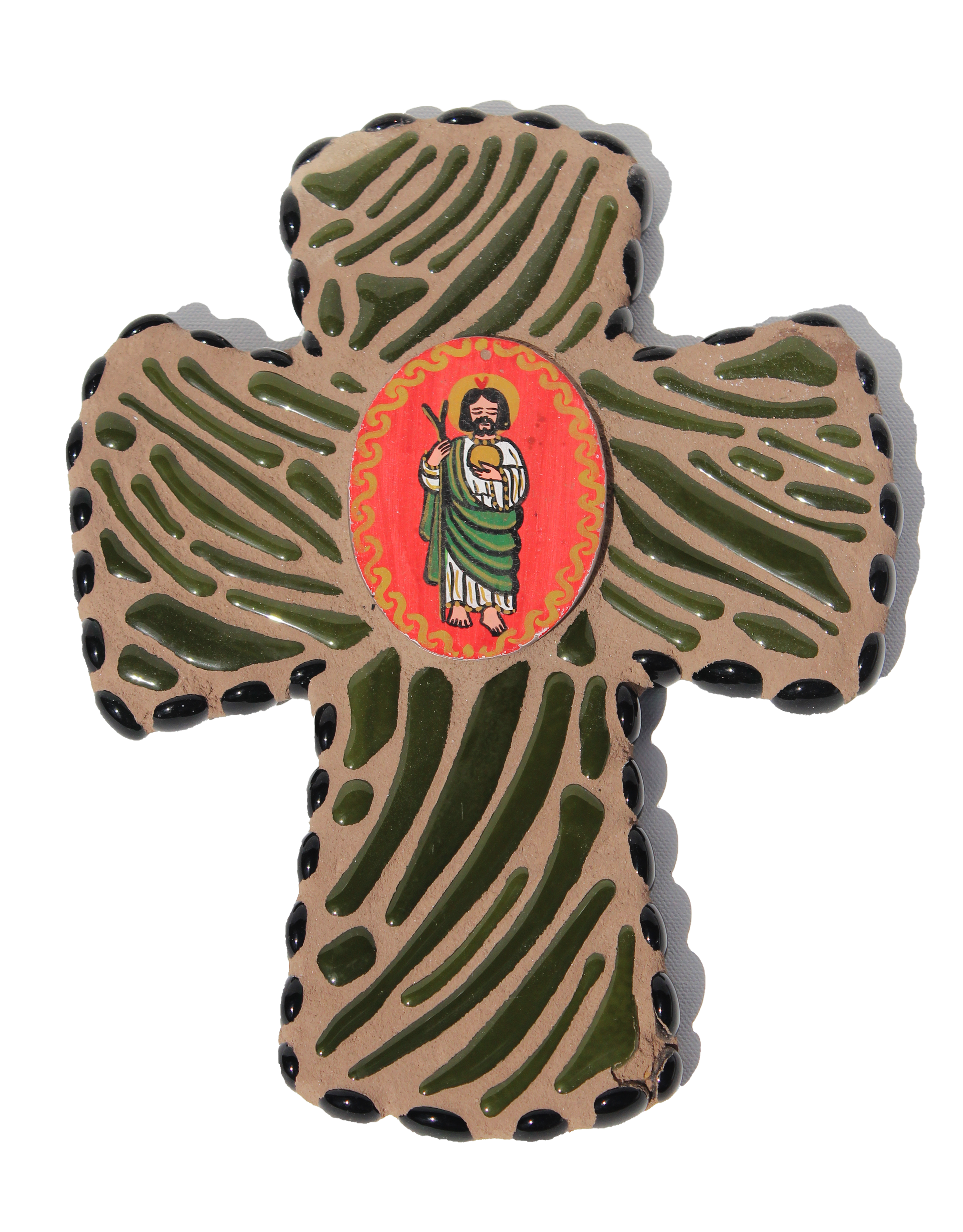 Olive Fused Mosaic Cross