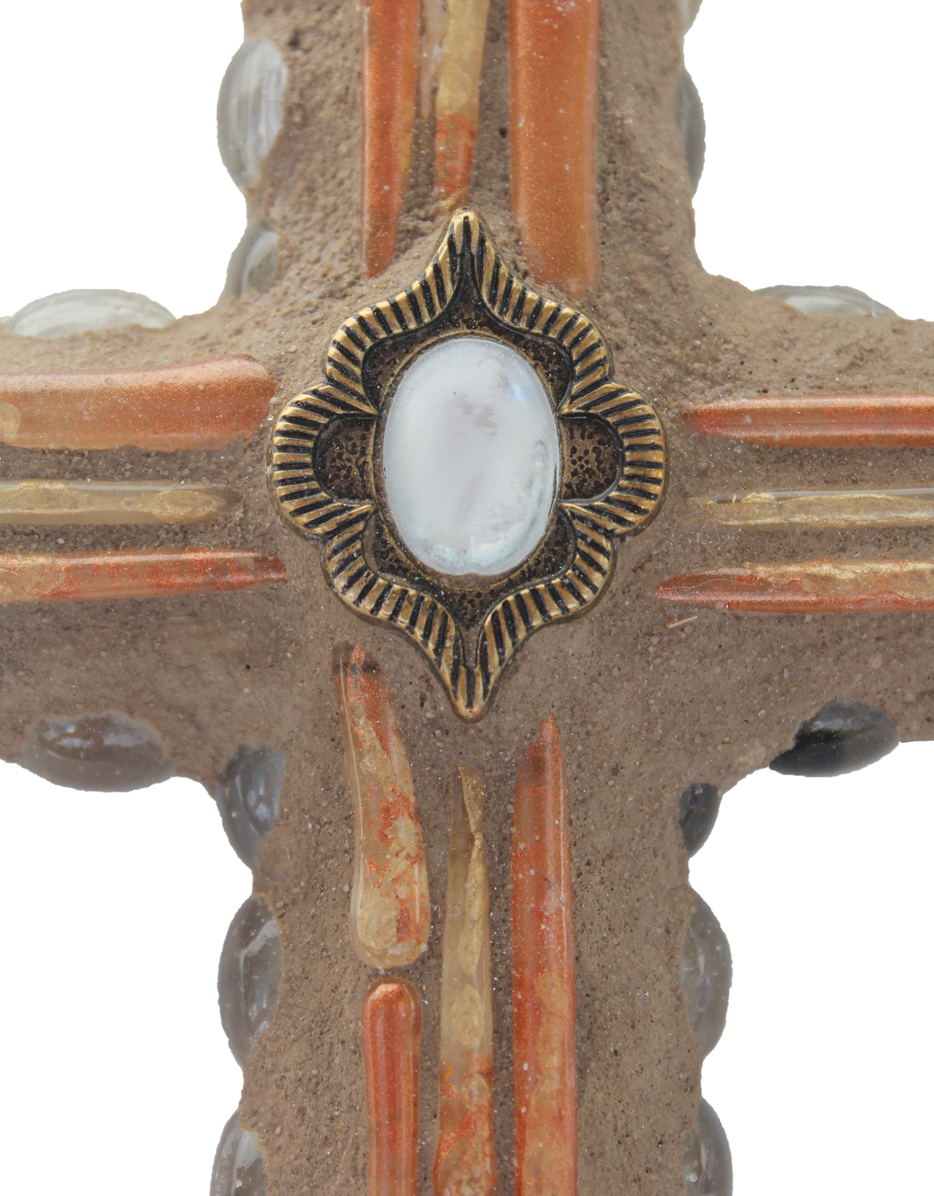 Gold Copper Painted Mosaic Cross